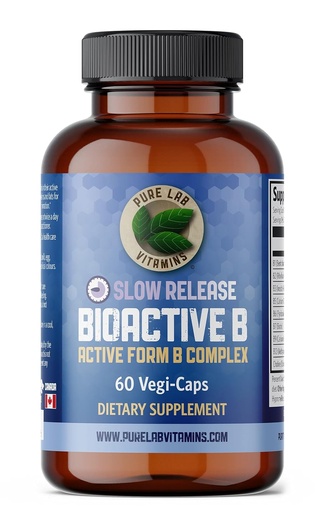 [BRSW2YIROYFWKFLF] Bioactive B Complex Supplement - 60 Vegan Caps by Pure Lab Vitamins - Slow Release Active Formula (B1, B2, B3, B5, B6, B7, B9, B12) - 30 Days Supply, Gluten & Sugar Free 🍁 Made in Canada