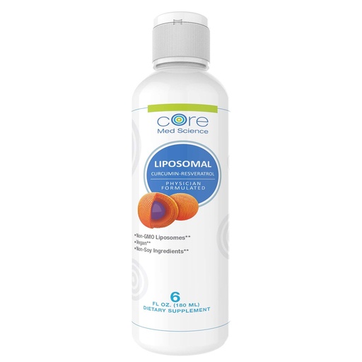 [BRSWK2YMPN6WEGDE] Core Med Science Liposomal Curcumin + Resveratrol Liquid Supplement, High Absorption – Supports Healthy Inflammation Response for Joint, Heart, Brain Health – 6 Fl. Oz, 30 Servings, Made in USA