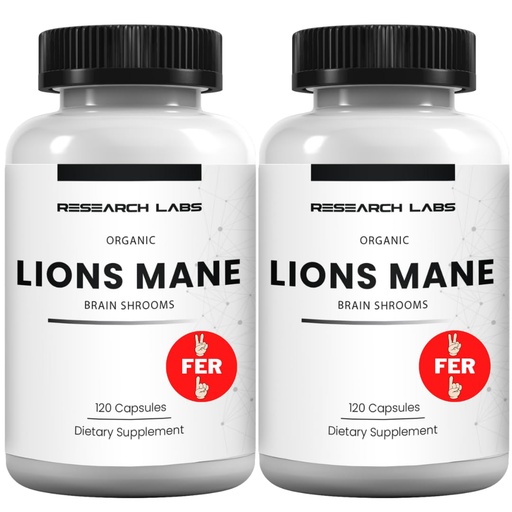 [BRSRMAITAAHAKGY7] Research Labs Organic Lions Mane Supplement Capsules, 2 Fer 1 Ad - 240 Capsules w/Patent Litropane™ Immune System Booster Nootropic Brain Support Mushroom Supplement. Concentrated & Purified Extract