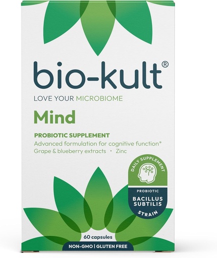 [BRSWYZA5CMCGEFDZ] Bio- Kelt Mind 124; Bacillus + Zinc, Grape & Blueberry Ekstraksi £124; Brain & Gut Dukungan Fungsi Kognitif 124; 60 Capsules