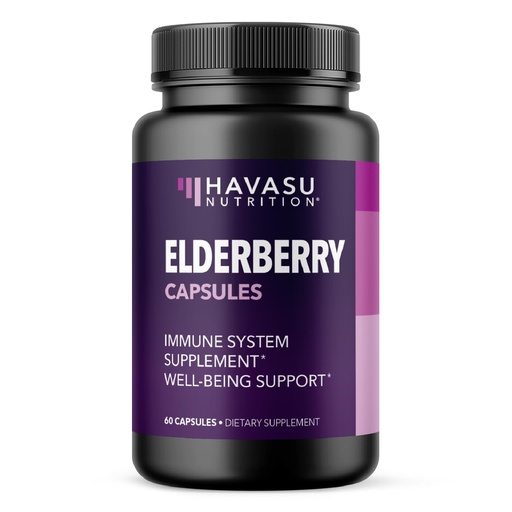 [BRSWGEIDCR5GC2A4] Sambucus Black Elderberry Capsules - Immune Support Supplement for Adults - 400mg of Extract Per Serving for Overall Wellness - Vegetarian-Friendly, Non-GMO, Unflavored - 60 Count, 2 Month Supply