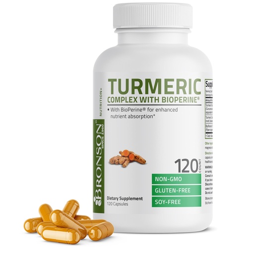 [BRSWGGQZPIIQKH3Z] Bronson Turmeric Curcumin with BioPerine - High Potency Premium Joint Support with 95% Standardized Curcuminoids - Non-GMO Capsules with Black Pepper - 120 Count