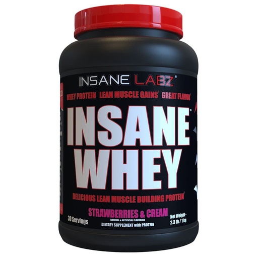 [BRSWYYIDB4GWOFA4] Insane Labz Insane Whey,100% Muscle Building Whey Protein, BCAA Amino Profile, Mass Gainer, Meal Replacement (Strawberries & Cream, 30 Servings)