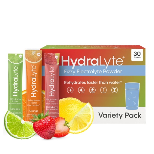 [BRSWYBL7CMHBOF3L] Hydralyte Low Sugar Rapid Rehydration - Lightly Sparkling Electrolyte Powder Packets, 8 oz Serve | Variety Hydration Packets | Hydration for Heat, Travel, Exercise and Bachelorette Parties (30 Count)