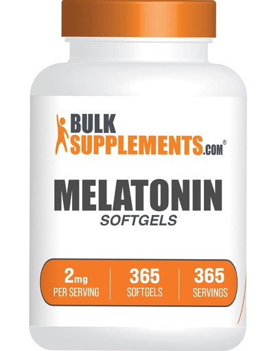 [BRSROBAEC4CWAA34] BulkSupplements.com Melatonin Softgels - Melatonin Supplement, Sleep Aids for Adults - Gluten Free, 1 Softgel per Serving (2mg), 365 Count (Pack of 1)