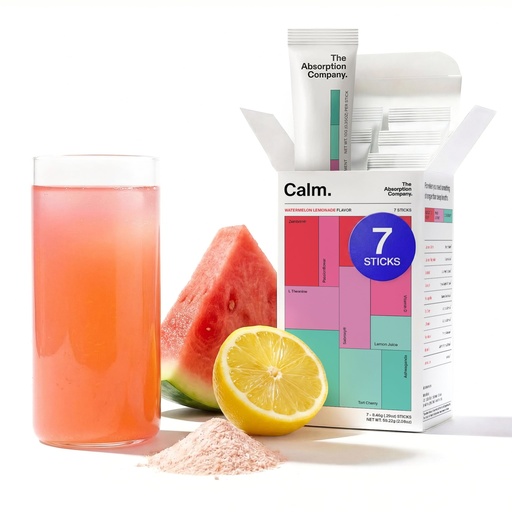 [BRSRAGQBCUAWOD3A] Calm Drink Mix - Relaxation Aid with Magnesium, Ashwagandha, L-Theanine, & Vitamin D - Supports Cortisol Regulation and Mood for Men & Women - Watermelon Lemonade Flavor 7 Sticks