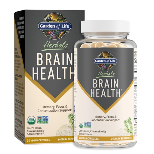 [BRSROFI3DJYGM233] Garden of Life Brain Health Supplement with Organic Lion’s Mane & Turmeric, Non-GMO, Gluten-Free, Mint Flavor - for Memory, Focus & Healthy Brain Function