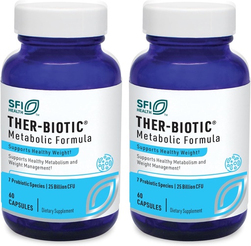 [BRSWGEIHBN5R63IV] Klaire Labs SFI Health Ther-Biotic Metabolic Formula Probiotic - Supports Metabolism + Immune System - Vegetarian Probiotics - Hypoallergenic, Dairy-Free (60 Capsules / 2 Pack)