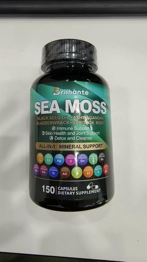 [BRSRAGQHAR7BYGYY] Sea Moss 27,850mg Ashwagandha 1000mg Black Seed Oil 4000mg Ashwagandha Supplements Vitamin C & D3 with Bladderwrack, Ginger, Burdock Root for Immune System-145 Capsules