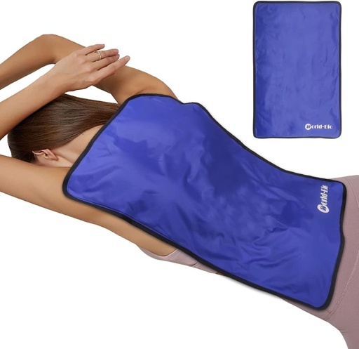 [BRSRMZLQPINQY2T4] Extra Large Ice Pack for Injuries Reusable, Physical Therapy Cold Pack w/2 Straps for Full Back Knee Pain Relief, Hot Cold Compress Gel Ice Wrap for Swelling, Bruises, Large Ice Pad 23.2" x 14.5" Blue