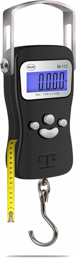 [BRSWIY33C4GQMYDI] AWS Digital Luggage Scale, Fish Weighing Scale, Hanging Scale 110lb/50kg – Die-Cast Metal Construction, Built-in Tape Measure, Hook & Handle – for Travel, Fishing, Archery, Hunting, Outdoor (Black)