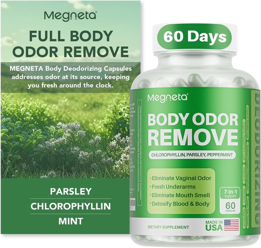 [BRSRAGQKBAAWOYLK] Cos desodoració suplementari, Control de Odo intern natural per a homes i dones, Chlorophyill Capsules per a la pell, Breath, i Gut salut (60 Capsules)