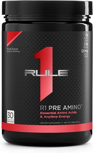 [BRSWGZYPAB4BUCLU] Rule 1 Proteins Pre Amino Acid Complex Fruit Punch, Anytime Energy Boost, Caffeine from Green Tea and Coffee Extracts, Endurance, Focus Support, 30 Servings, 15 Oz