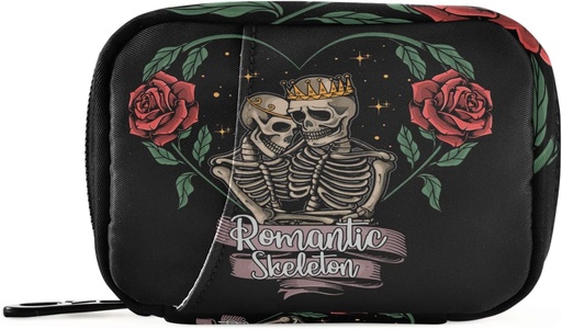 [BRSW2CA5C4AWCCDJ] Rose Skeleton Skull v Love Pill Box 7 Day Pill Pouzdro Travel Pill Pořadatel Bag se Zipper Portable Týdenní Pouzdro Kompaktní velikost pro Vitamin doplněk držák
