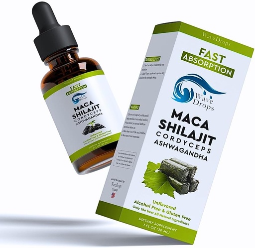 [BRSROCT2O5YG233G] Generic Maca, Shilajit, Cordyceps, Ashwagandha Liquid Drops | All Natural Ingredients | Promotes Relaxation,Supports Sleep and Cognitive Function | 1 Fl Oz