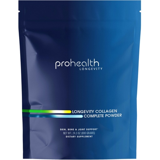 [BRSRMGIECUOWM23A] ProHealth Longevity Collagen Complete Powder - for People Over 40. 20g Multi Collagen. Hyaluronic Acid. for Joints, Bones, Hair, Skin, Muscles, Gut - 30 Servings