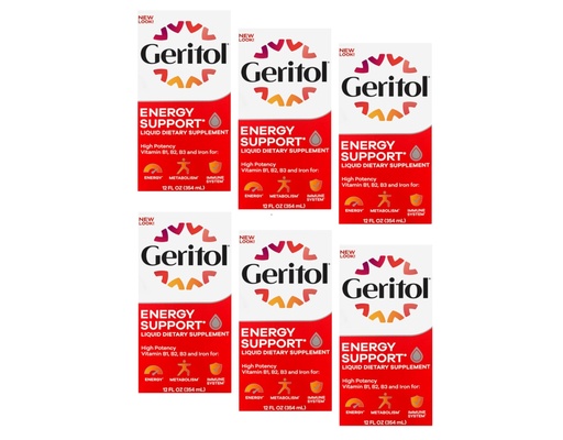 [BRSWKGYIBJ6QKHDU] Geritol Liquid Energy Support B-Vitamins 12 oz (Pack of 6)