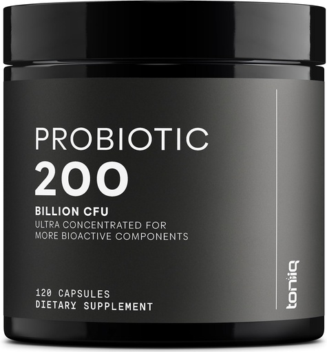 [BRSRAHQ6CUOWYYLD] Toniiq 200 Billion CFU Probiotic Supplement 30 Verified Third-Party Tested Strains - Fully Shelf-Stable Probiotics Formula with Prebiotic Blend - Extended Release Capsules