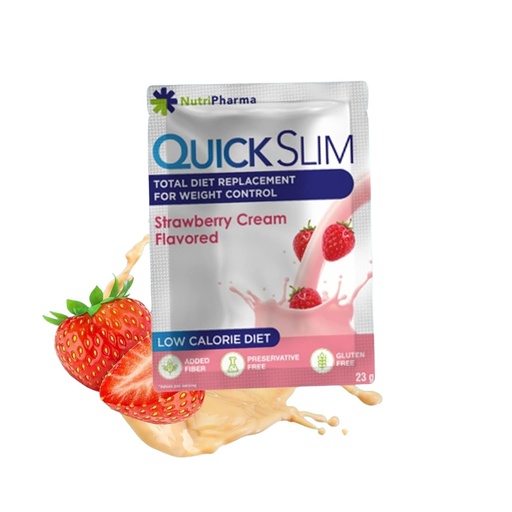 [BRSRAFD7AUBBUFDZ] Quick Slim High Protein Weight Loss Shakes for Women & Men, Complete Meal Replacement Powder, Low Carb Diet Shakes, Intermittent Fasting, Keto, Gluten Free (1 serving, Strawberry cream)
