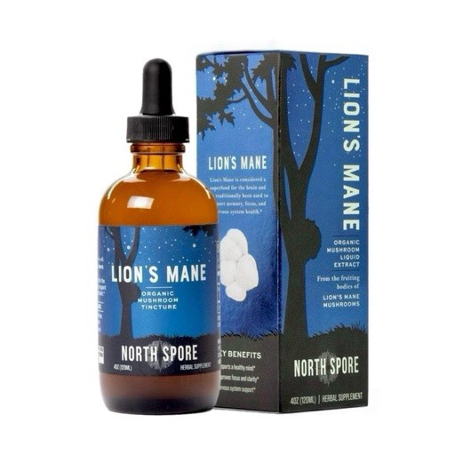 [BRSRAGQFC56GC2DH] North Spore Organic Lion's Mane Mushroom Tincture (4 oz) | 100% Fruiting Body Extracts | for Focus, Memory, Brain Support | Certified Organic, Vegan, Non-GMO | Adaptogenic, Nootropic | Made in USA