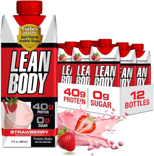 [BRSWIYL7AUFQ4CLG] Labrada Lean Tělo Ready- to- Drink Jahodový protein Shake, 40g Protein, Syrovátka, 0 Cukr, gluten Free, 22 Vitamíny & Minerály, 17 Ounce (Recyklabilní karton & Lid - balení po 12) LABRADA