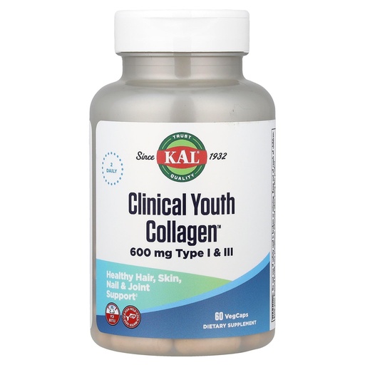 [BRSWIHYDAJ7RWHDM] Kal 600 Mg Clinical Youth Collagen Type I & Iii, 60 Count