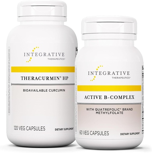 [BRSRAYI2OENGCCL2] Integrative Therapeutics Bundle with Active B-Complex, 60 Cápsulas & Theracurmin HP, 120 Cápsulas - Active B-Complex para Suportar Metabolismo de Energia* - Theracurmin Isso é 27x Mais Biodisponível*