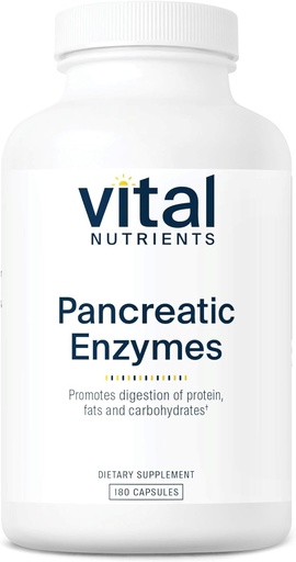 [BRSWY2QNCAMWO2AU] Vital Nutrients Pancreatic Enzymes 1000mg (Full Strength) | Pancreatin Digestion Supplement with Protease, Amylase & Lipase | Digestive Enzymes | Gluten, Dairy, and Soy Free | 180 Capsules