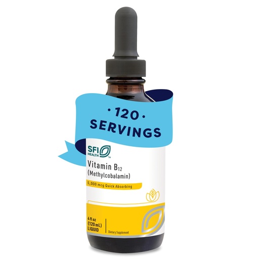 [BRSWGZQ5DMPWG33V] Klaire Labs SFI Health Vitamin B12 Liquid Drops 5mg - Mood & Cognitive Support from 5000mcg Active Coenzyme Methylcobalamin - Hypoallergenic (120 Servings, 4 Fluid Ounces)