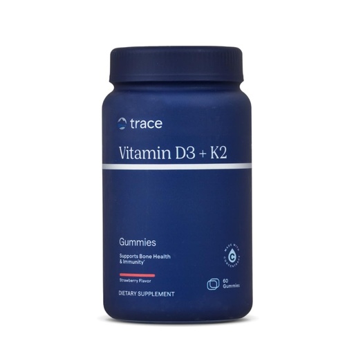 [BRSRMGIYDEIGGG36] Trace Minerals Vitamin D3 + K2 Gummies - Bioavailable Vitamin Blend for Bone, Heart & Immune System Support - High-Potency - Plant-Based - Gluten-Free & Vegan - Strawberry - 60 Servings