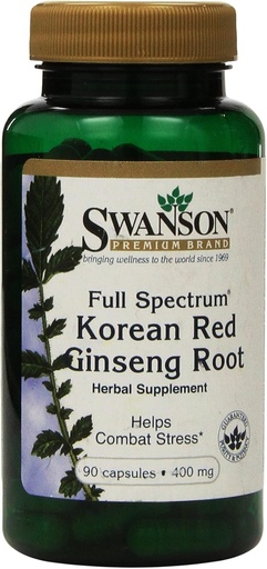 [BRSWIFIBCYGR23D4] Swanson Premium Full-Spectrum Korean Red Ginseng Root 400 mg 90 Caps - Pack of Two