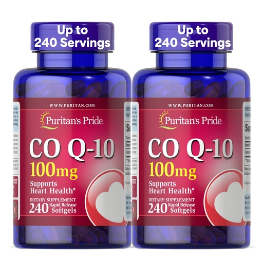 [BRSWYGARAUAQOHT3] Puritan's Pride Coenzyme CoQ10 100mg, Dietary Supplement for Heart Health, Blood Pressure, Oral Gum Health, and Healthy Aging Support, 240 Rapid Release Softgels, 2-Pack