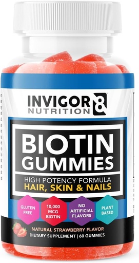 [BRSRA2Y3OBYAOYL7] IVIGOR8 Biotin Gummies 10000mcg da Nang Nails Biotin cho Phụ nữ & Trẻ em 5000mcg x2  thề Kosher Halal Flavor 60