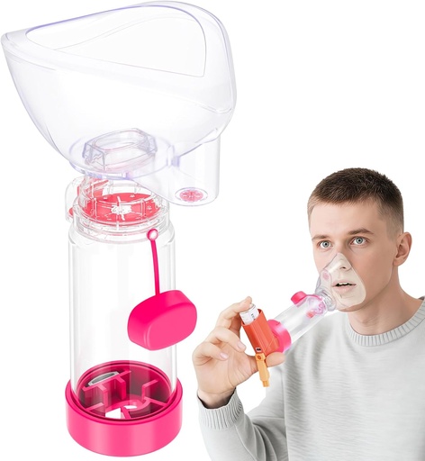[BRSROBQPCN5AGEQ4] NESSI OTC Spacer Adult with Mask Spacer and Mouthpiece Spacer (Pink)