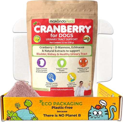 [BRSRMBI5B4PBSA3D] Cranberry for Dogs in Powder - Urinary Tract Health, Dog UTI, Bladder Support, Bladder Stones, Incontinence Support, Cranberry Supplement - Bacon Flavor (150 Serves)