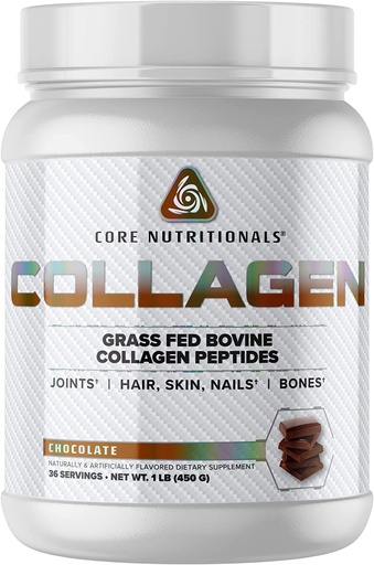 [BRSRMZYHABYQGCI2] Core Nutritionals Hydrolyzed Collagen Peptides | Type I & III from Grass Fed Bovine | Hair, Skin, & Nails | Bone & Joint Support | 1 Pound (Chocolate)