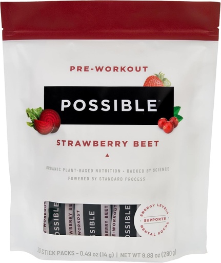 [BRSROZA3O56WEHQZ] Beet Pre-Workout - Strawberry Beet Flavor - Individually Wrappedשרתים - מכיל B-Vitamins ו Green Tea Caffeine Extractor - מקור Nitrates - 1 Bag, 20 Stick Packs