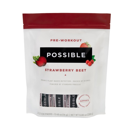 [BRSROZA3O56WEHQZ] Possible Pre-Workout Powder - Drink Mix Aids Endurance & Focus - Energy Levels & Stamina Support with Green Tea Extract & Vitamin C - Non-Dairy & Organic - Strawberry Beet, 20 Count (Pack of 1)