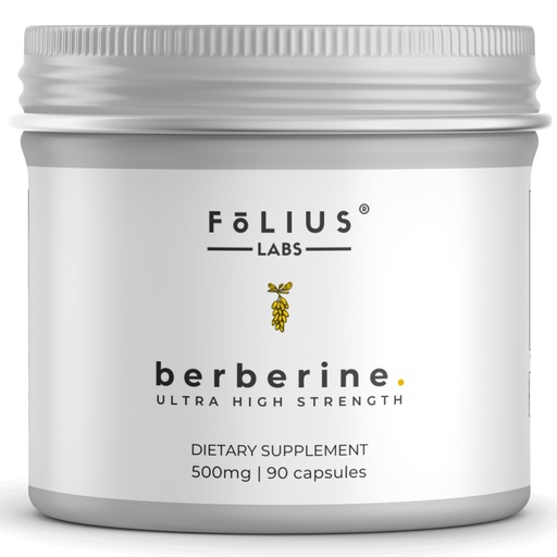 [BRSWYA32CJ7BUA3U] FOLIUS LABS Clean Label Berberine HCl 97% - Clinically Studied Ultra High Strength Pure Berberine 500mg Supplement - Gluten-Free - 90 Capsules