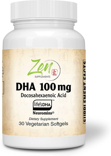 [BRSWY2YYCUFR423H] Zen Supplements - Neuromins DHA 100 Mg - Vegan & Algae Sourced DHA Supplement Supports Eye Health, Heart Health, and Optimal Wellness 30-Vegcaps
