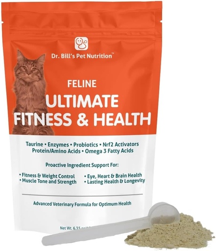 [BRSWGZYBAF4AY3TX] Dr. Bill’s Feline Ultimate Fitness & Health | Cat Multivitamin Powder - Daily Supplement | Weight Control, Joint, Brain, Heart & Immune Support | Omega 3s, Collagen, B Vitamins, Taurine, Amino Acids