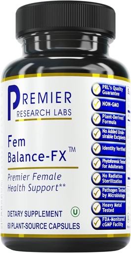 [BRSWIZAYOYORQ33A] Premier Research Labs Fem Balance FX-Chasteberry Supplement for Women Hormone Balance Support, Chaste Tree Supplement w/Organic Chasteberry Extract, Natural Support for Women-60 Vegetarian Capsules