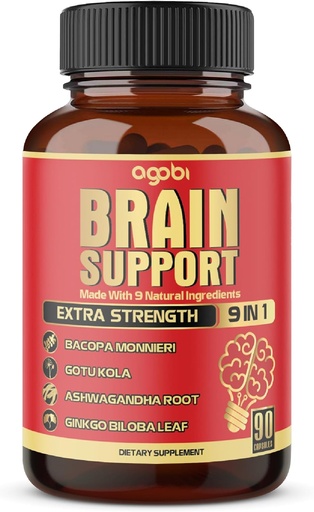 [BRSWYCYQCV4AE3TK] 9in1 Brain Supplement - concentrat Ashwagandha Root, Gotu Kola pulbere, Bacopa Monnieri pulbere și mai mult - 90 capsule - 3 luni aprovizionare