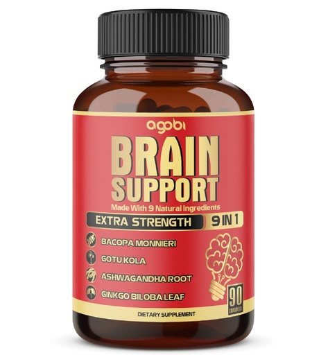 [BRSWYCYQCV4AE3TK] 9in1 Brain Support Supplement - Concentrated Ashwagandha Root, Gotu Kola Powder, Bacopa Monnieri Powder and More - 90 Capsules - 3 Months Supply