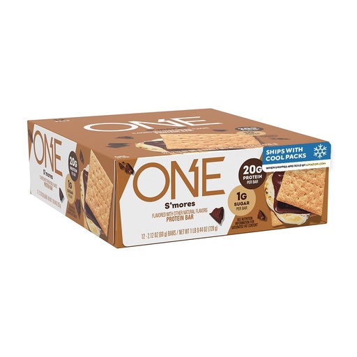 [BRSWY2YROIIQEH3B] ONE Protein Bars, Smores, Gluten Free with 20g Protein and 1g Sugar, Pantry Staples, 2.12 oz (12 Count), Packaging May Vary