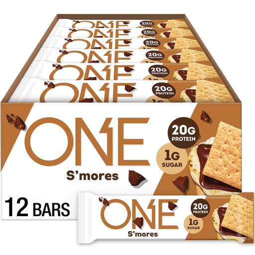 [BRSWY2YROIIQEH3B] One Protin Bars, Smores, Gluten free with 20g Protein and 1g Protes, Pantry, 2.12 Oz (12 เคานต์), Packing May Vary