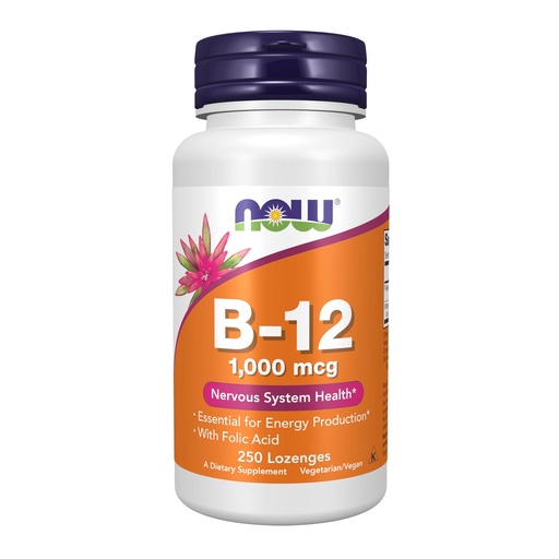 [BRSWIYYLOQDQC33A] NOW Foods Supplements, Vitamin B-12 1,000 mcg with Folic Acid, Nervous System Health*, 250 Chewable Lozenges
