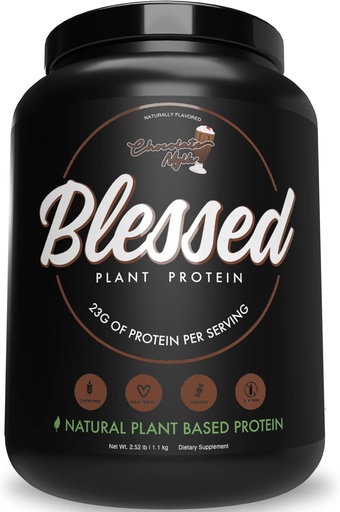 [BRSW2HYDCMIROYI6] Blessed Vegan Protein Powder - Plant Based Protein Powder Meal Replacement Protein Shake, 23g of Pea Protein Powder, Dairy Free, Gluten Free, Soy Free, No Sugar Added, 30 Servings (Chocolate Mylk)