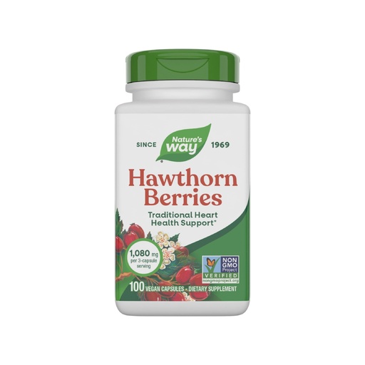 [BRSWIYT3OMAQKDQV] Nature's Way Herbal Hawthorn Berries, Traditional Heart Health Support*, 100 Vegan Capsules (Packaging May Vary)