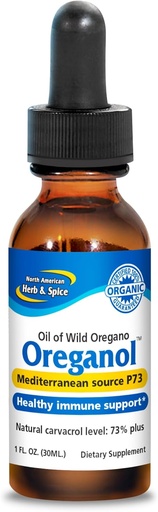 [BRSWIHAZO4CBED3Y] NORTH AMERICAN HERB & SPICE Oreganol - 1 fl oz, Pack of 2 - Unprocessed, Wild, Organic Oregano Oil - Mediterranean Source P73 - Non-GMO - 864 Total Servings